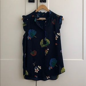 LOFT Floral Split Neck Top